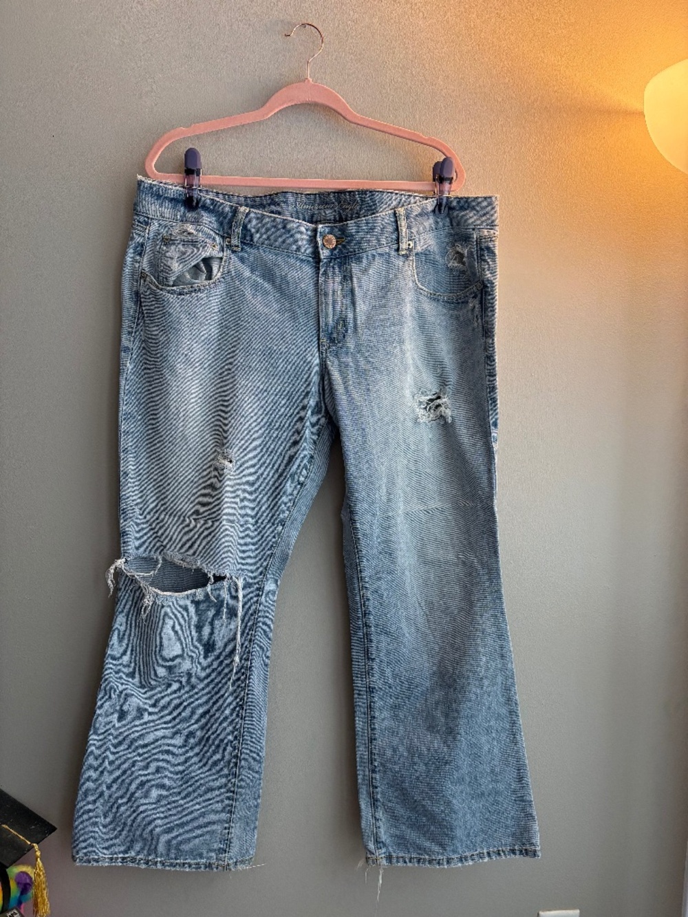 Y2K American Eagle Low Rise Boyfriend Jeans Distressed Size 18